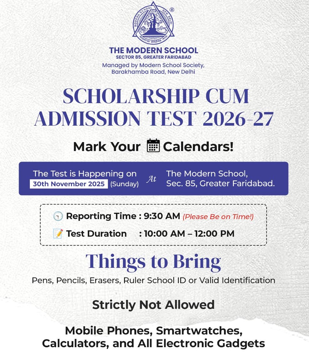 Scholarship cum admission test 2026-27